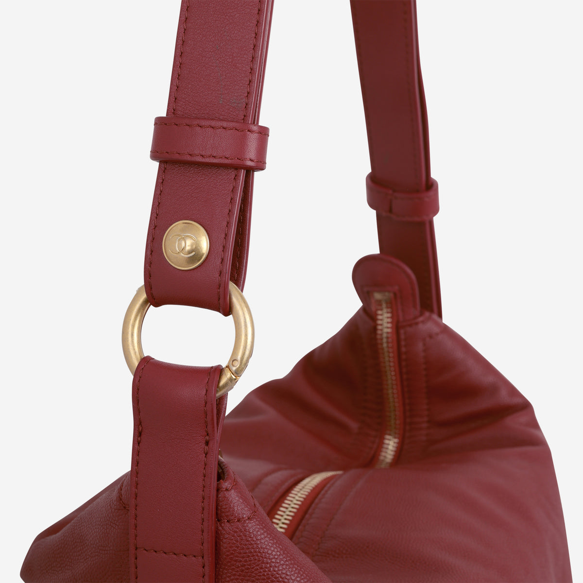 Chanel Casual Style Hobo - Red Caviar | Aged Gold Hardware
