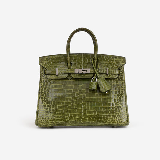 Hermès Birkin 25 - Vert Veronese Crocodile Porosus | Palladium Hardware