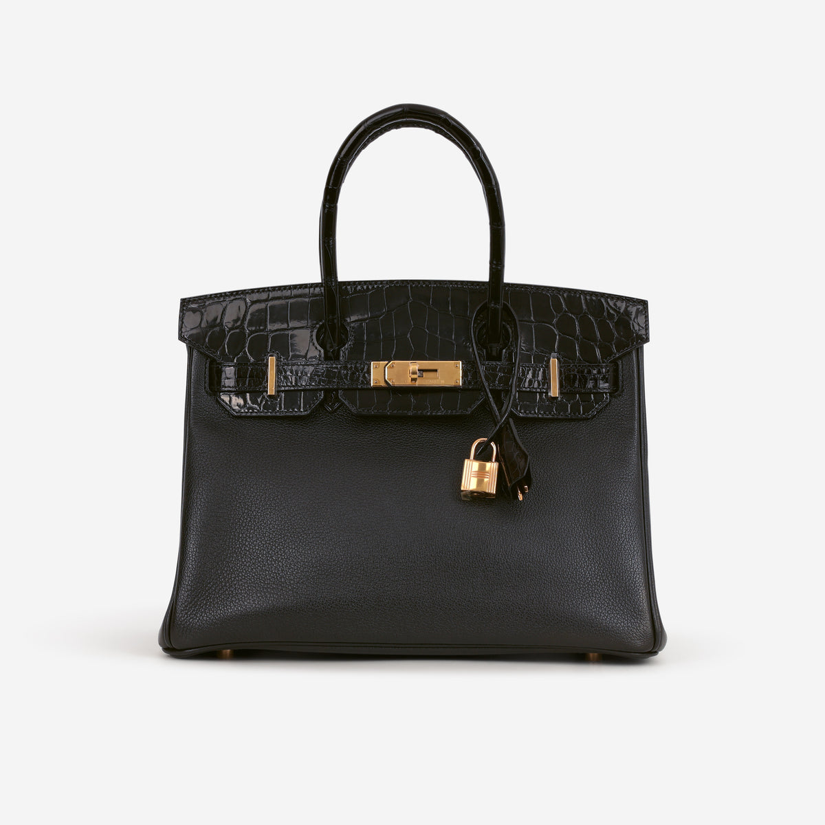Hermès Birkin 30 Touch - Noir Novillo / Crocodile Niloticus Lisse | Gold Hardware