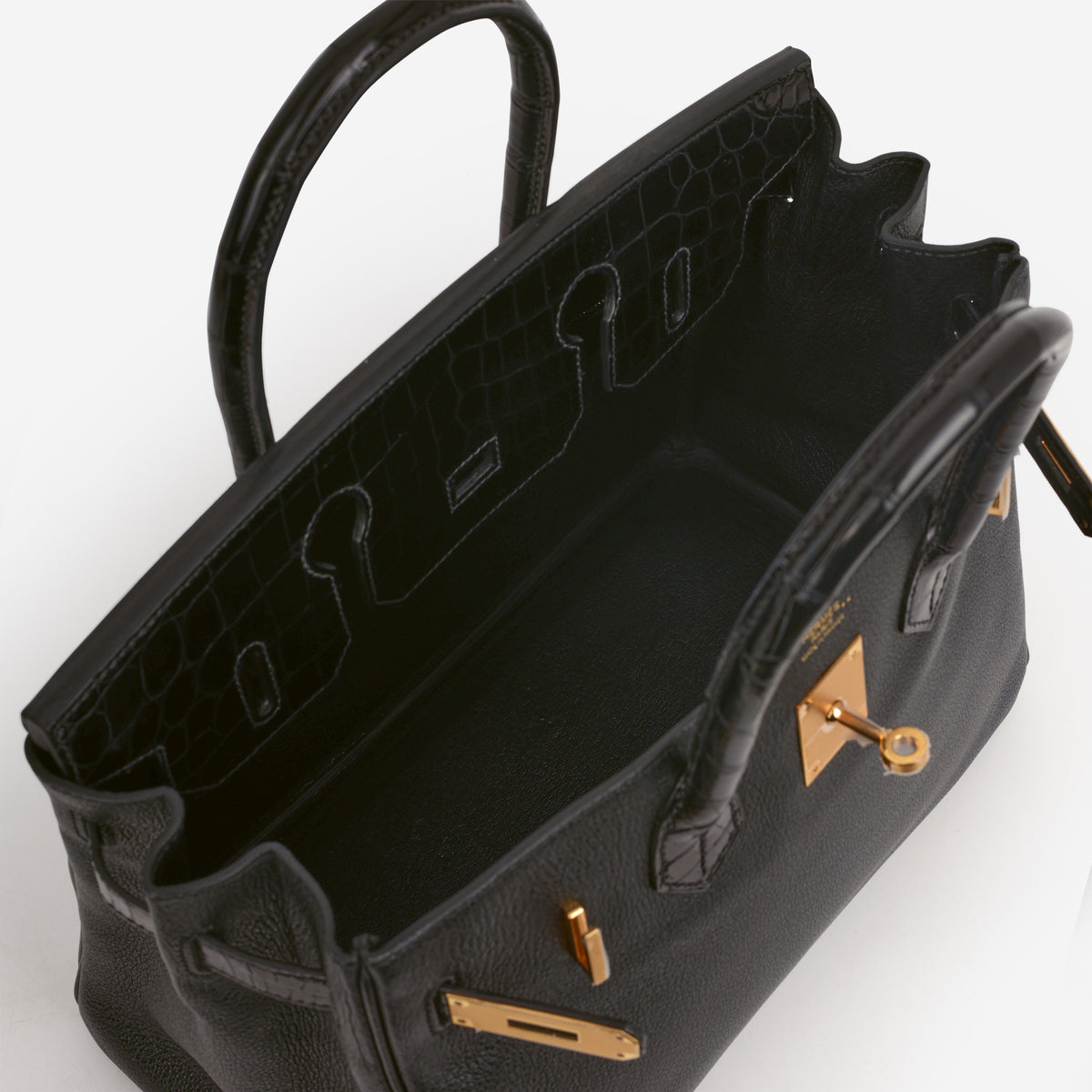 Hermès Birkin 30 Touch - Noir Novillo / Crocodile Niloticus Lisse | Gold Hardware