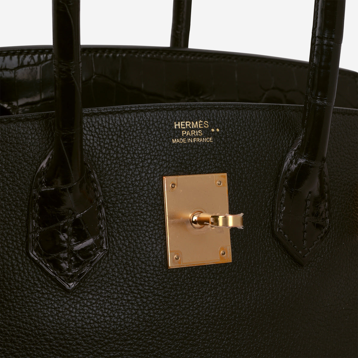 Hermès Birkin 30 Touch - Noir Novillo / Crocodile Niloticus Lisse | Gold Hardware