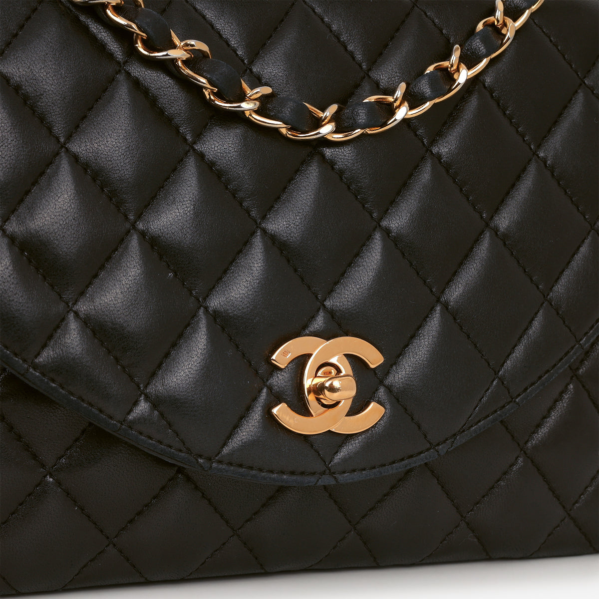 Chanel Vintage Half Moon Flap - Black Lambskin | Gold Hardware - Bagista