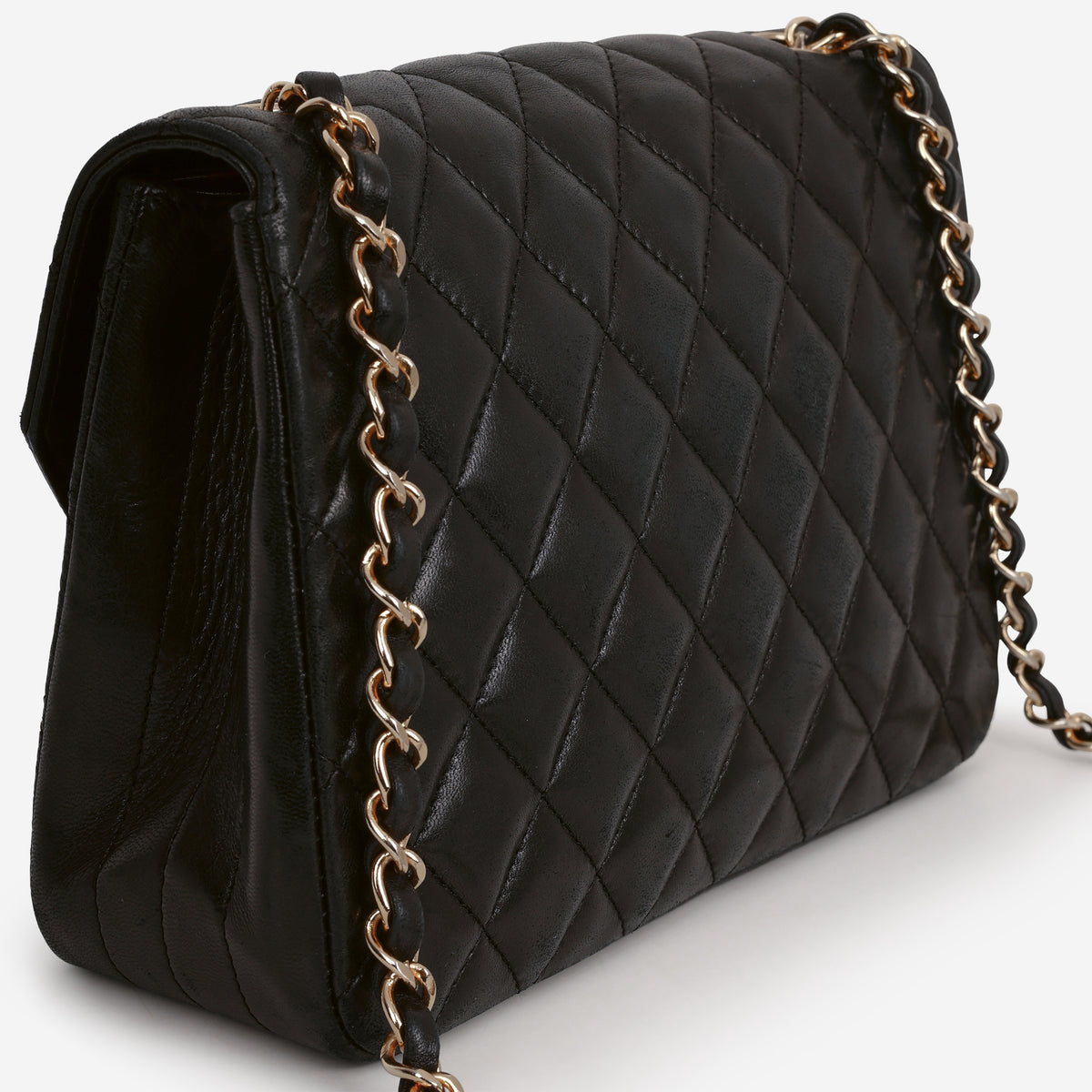 Chanel Vintage Half Moon Flap - Black Lambskin | Gold Hardware - Bagista
