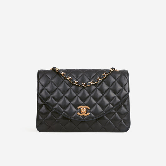 Chanel Vintage Half Moon Flap - Black Lambskin | Gold Hardware