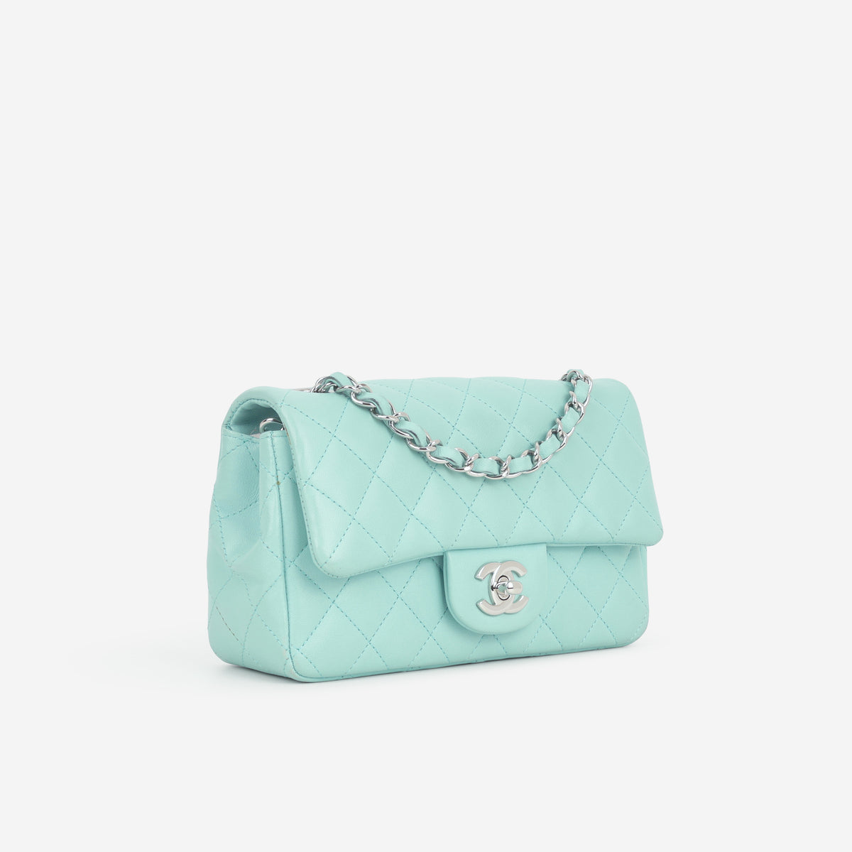 Chanel Mini Rectangular - Tiffany Blue Lambskin | Silver Hardware