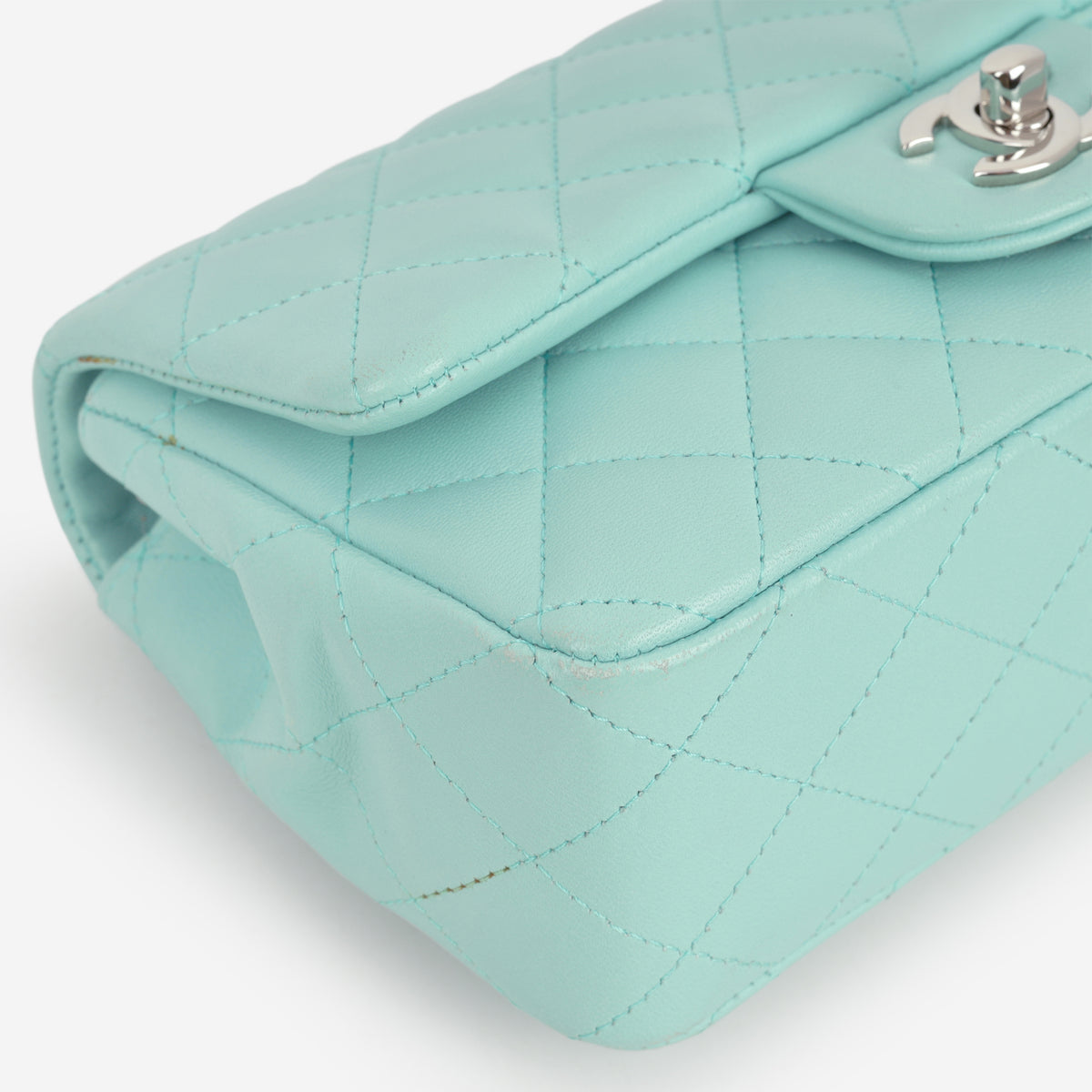 Chanel Mini Rectangular - Tiffany Blue Lambskin | Silver Hardware