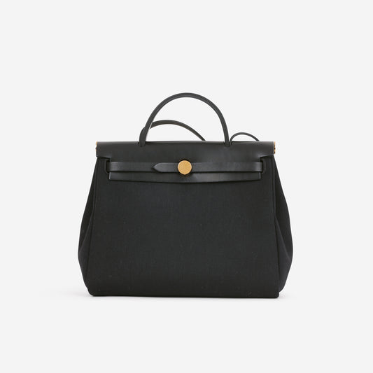 Hermés Herbag 31 - Noir Toile Militaire / Hunter | Gold Hardware