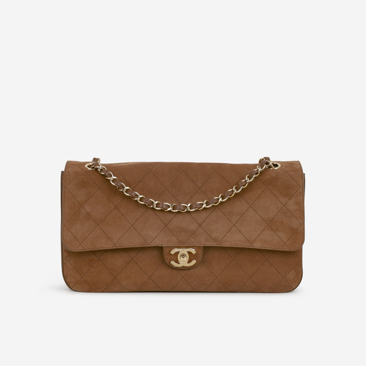 Chanel Maxi Flap 32 - Caramel Suede Goatskin | Gold Hardware