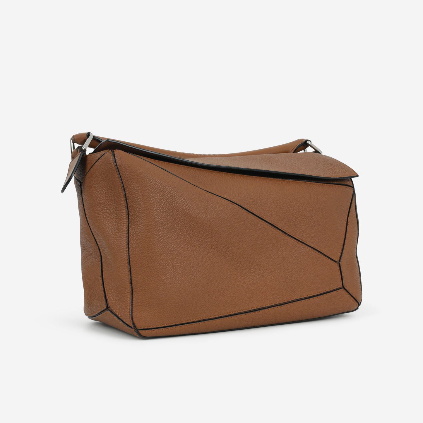 Loewe Large Puzzle Bag - Brown Grained Calfskin | Palladium Hardware - Bagista