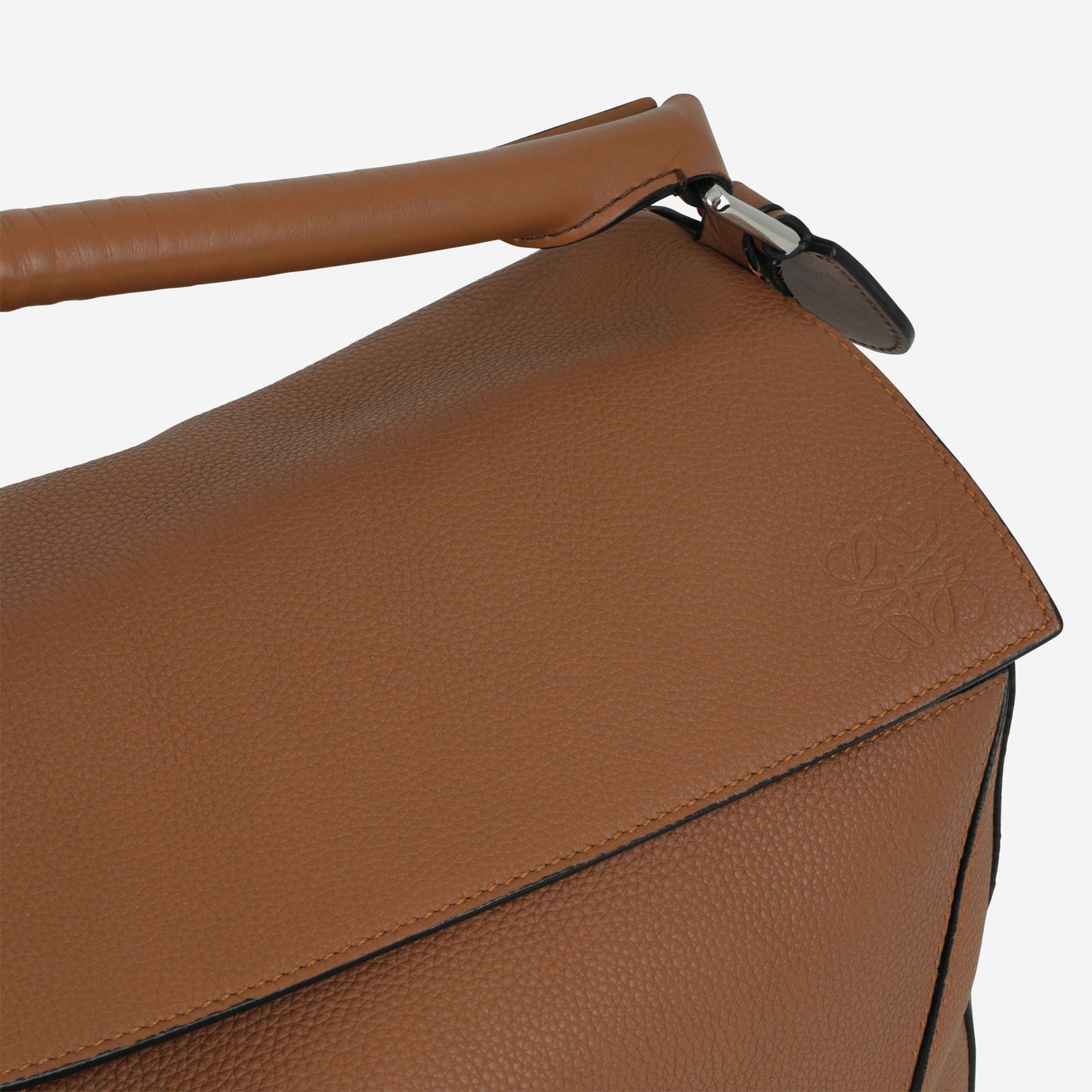 Loewe Large Puzzle Bag - Brown Grained Calfskin | Palladium Hardware - Bagista