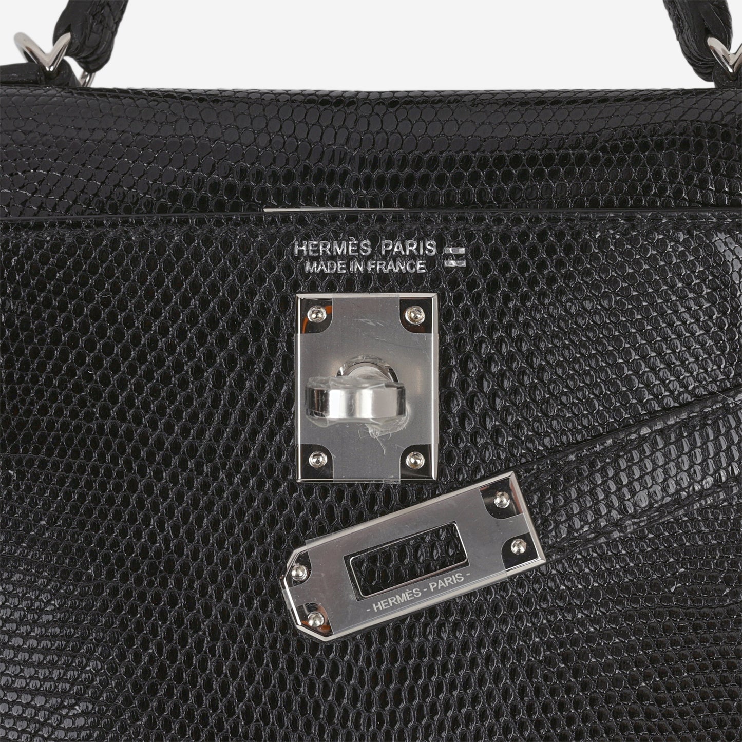 Hermès Mini Kelly - Black Salvator Lizard Lisse | Palladium Hardware
