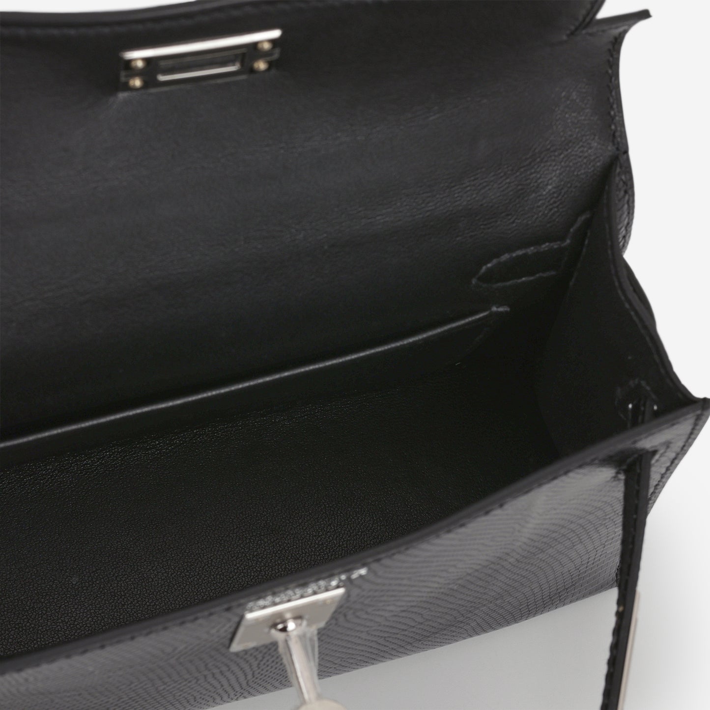 Hermès Mini Kelly - Black Salvator Lizard Lisse | Palladium Hardware