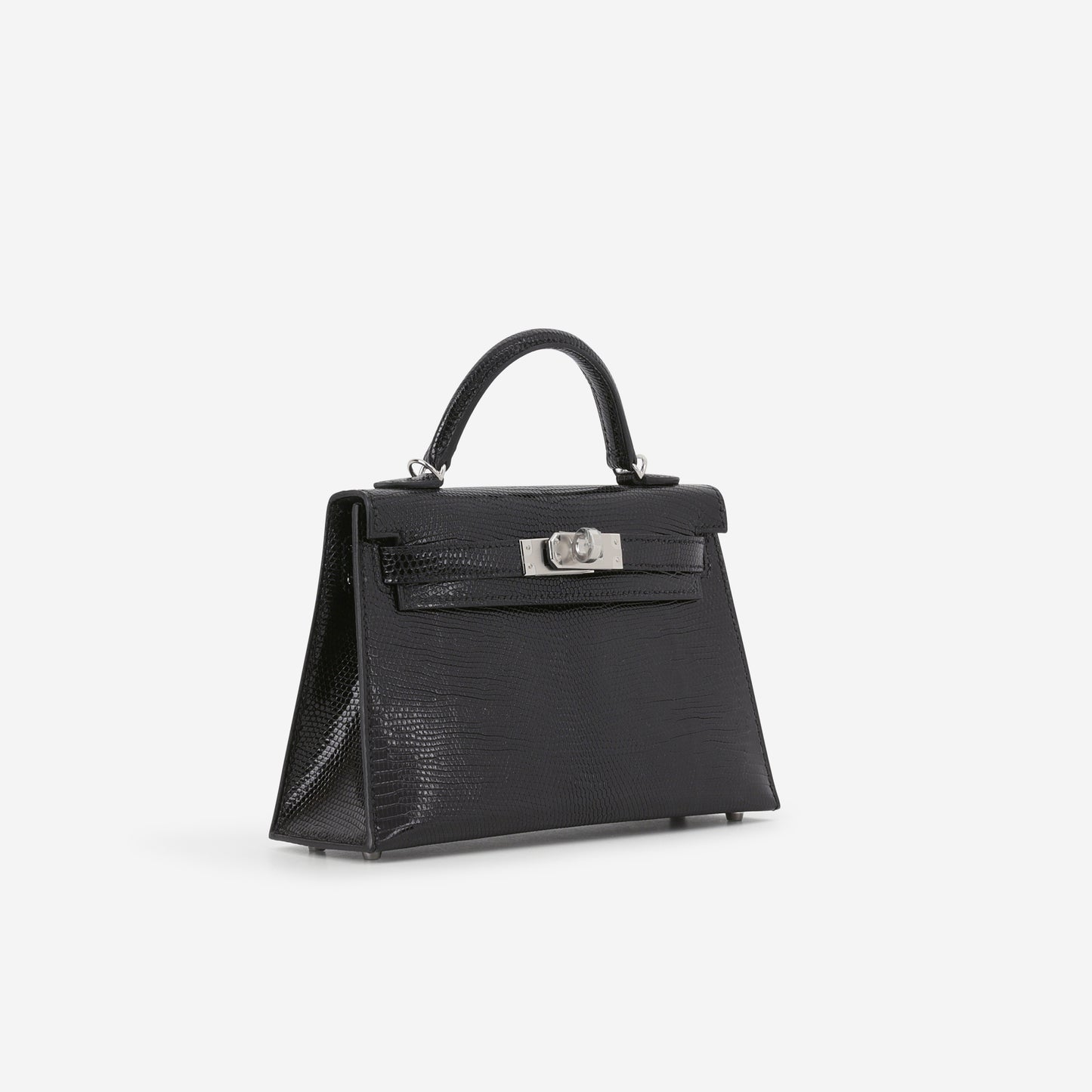 Hermès Mini Kelly - Black Salvator Lizard Lisse | Palladium Hardware