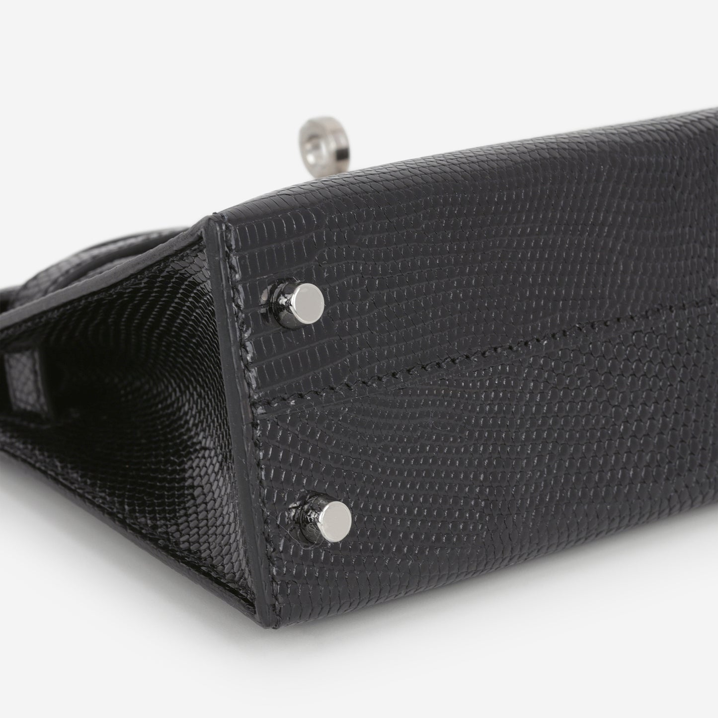 Hermès Mini Kelly - Black Salvator Lizard Lisse | Palladium Hardware