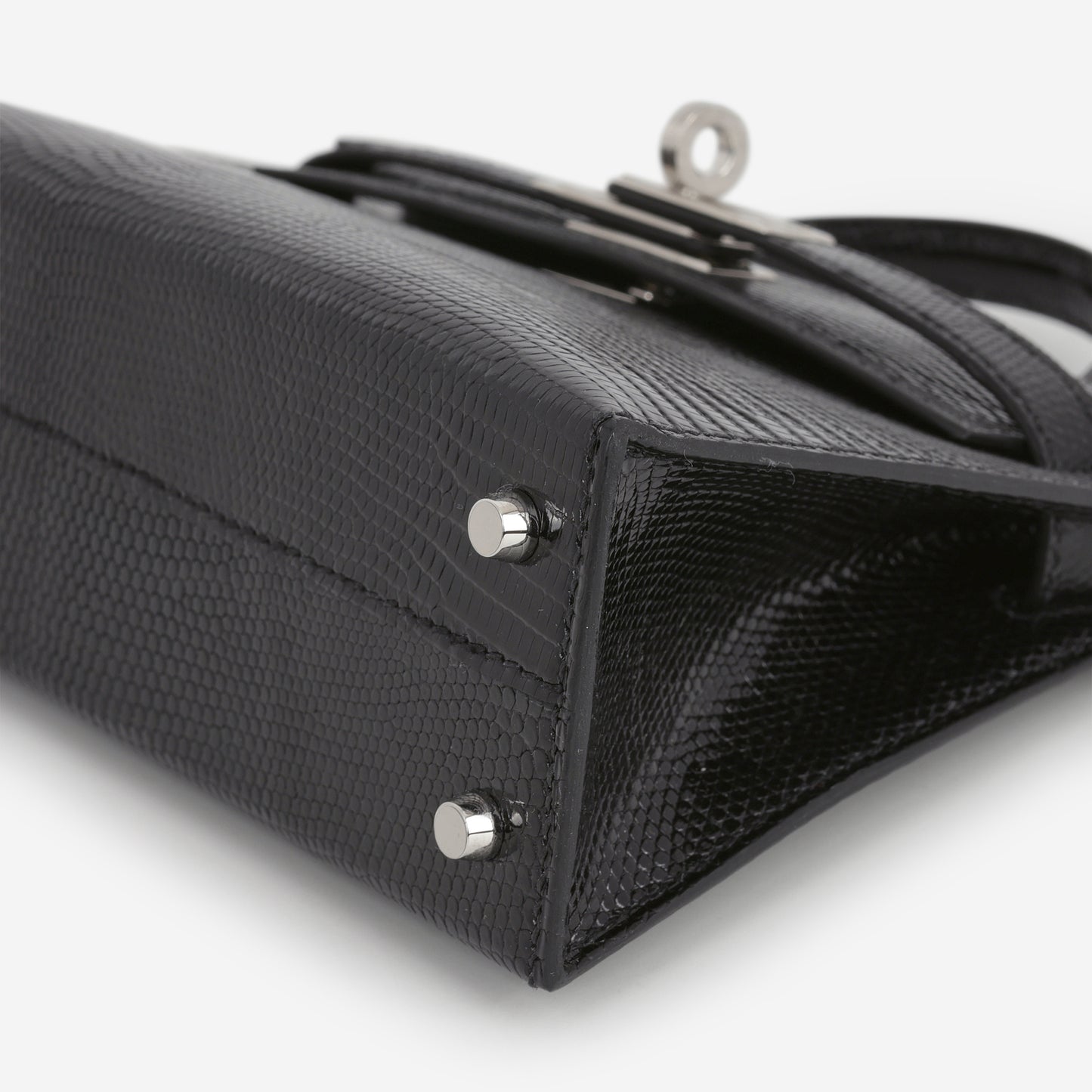 Hermès Mini Kelly - Black Salvator Lizard Lisse | Palladium Hardware