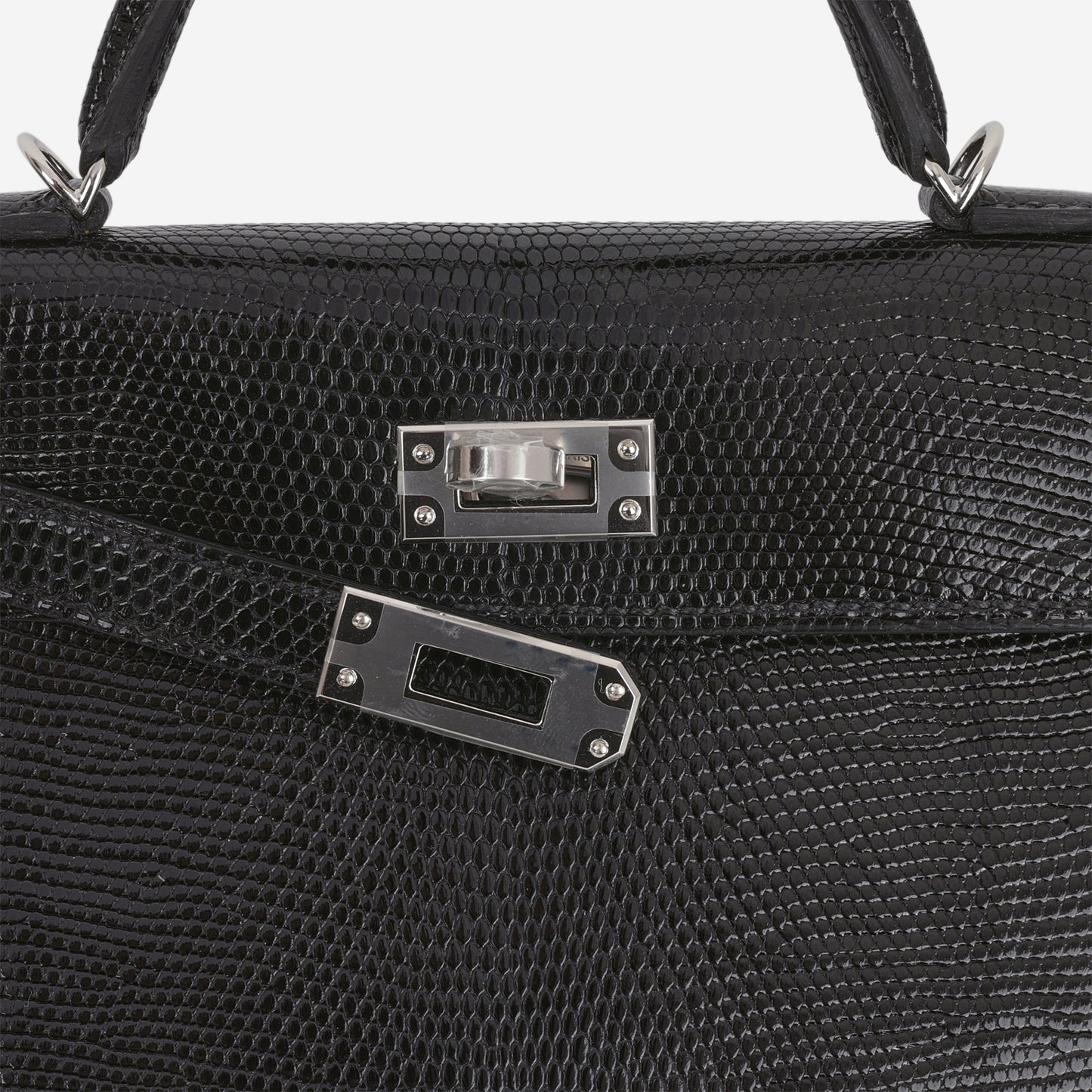 Hermès Mini Kelly - Black Salvator Lizard Lisse | Palladium Hardware