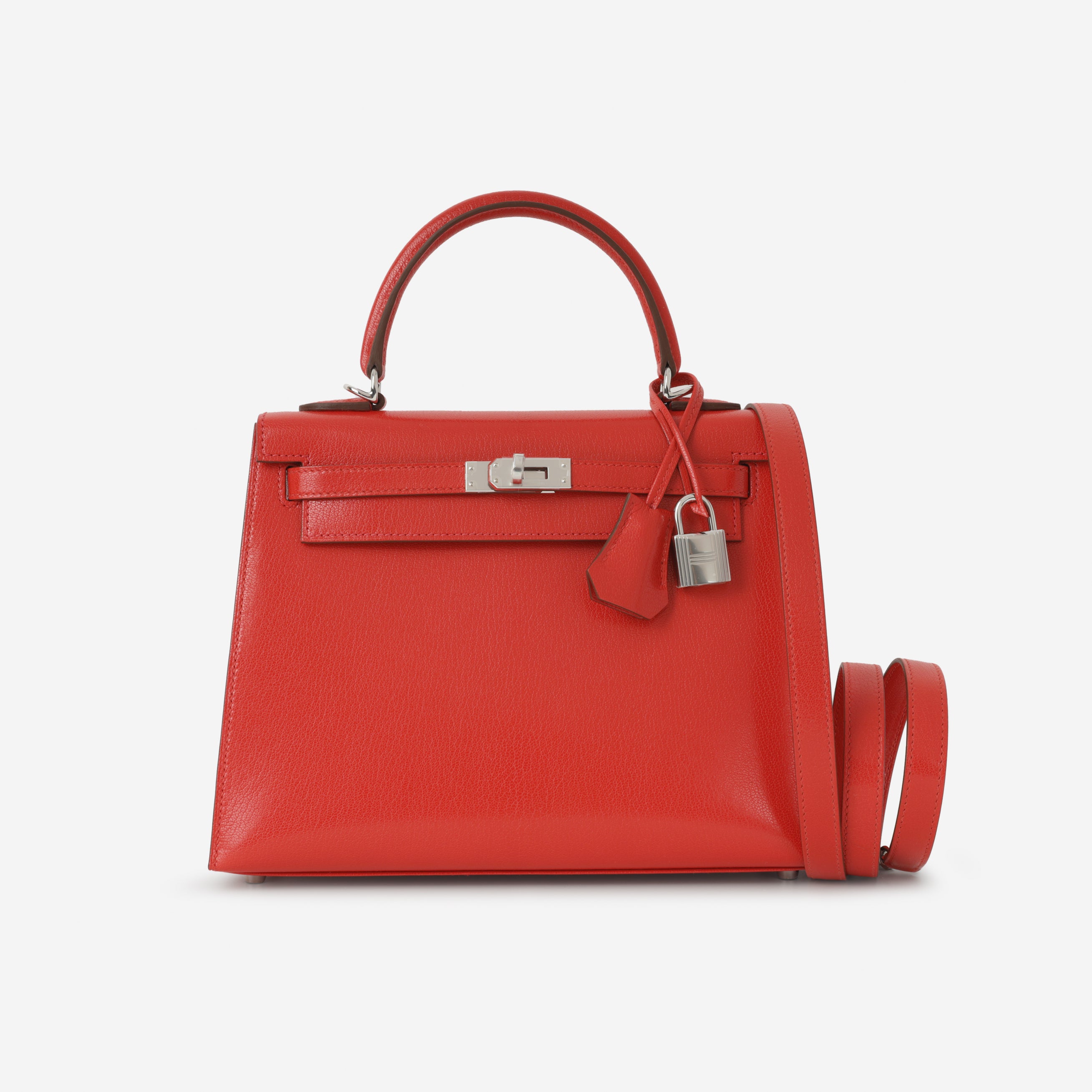 Hermès Kelly 25 Rouge De Coeur Chevre Chamkila | Brand New