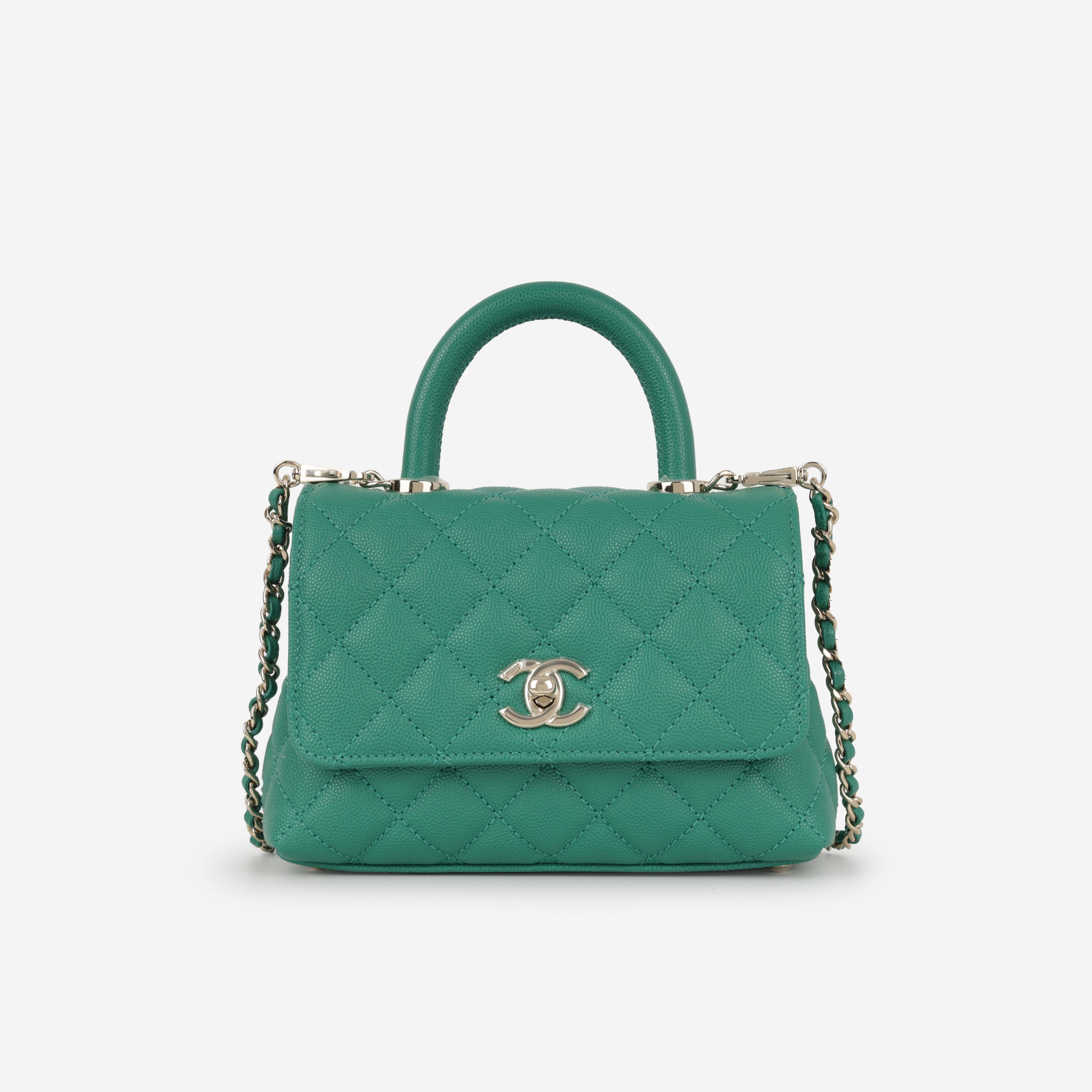 CHANEL ココハンドル ミニフラップバッグ キャビアスキン　グリーン Chanel Small Coco Handle Bag - Green Caviar | Pristine & Available
