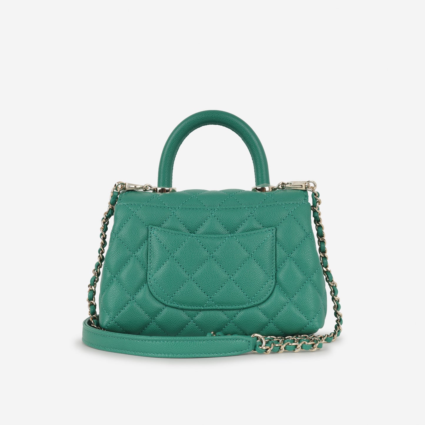 Chanel Small Coco Handle - Green Caviar | Champagne Gold Hardware