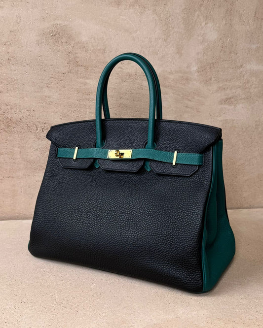 Hermès HSS Birkin 35 - Black / Malachite Togo | Gold Hardware
