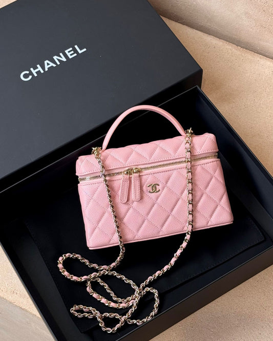 Chanel Vanity with Chain - Pink Caviar | Champagne Gold Hardware