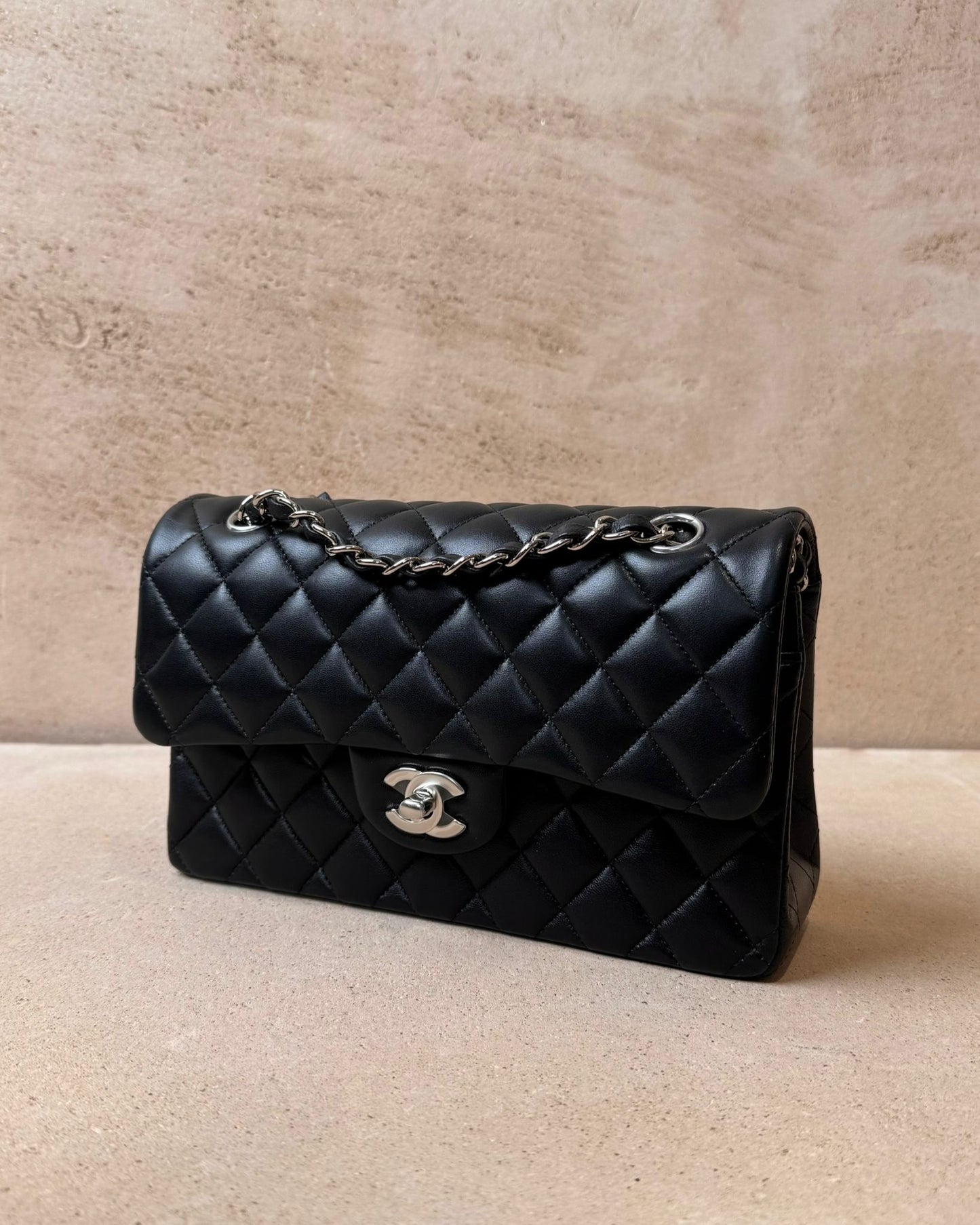 Chanel Small Classic Flap - Black Lambskin | Silver Hardware