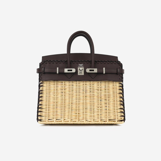 Picnic Birkin 25 Osier Wicker & Rouge Sellier