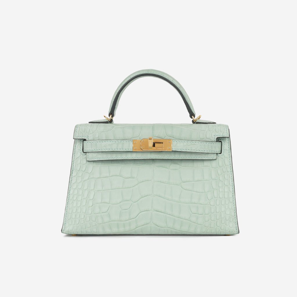 Mini Kelly  - Vert D'Eau Matte Alligator