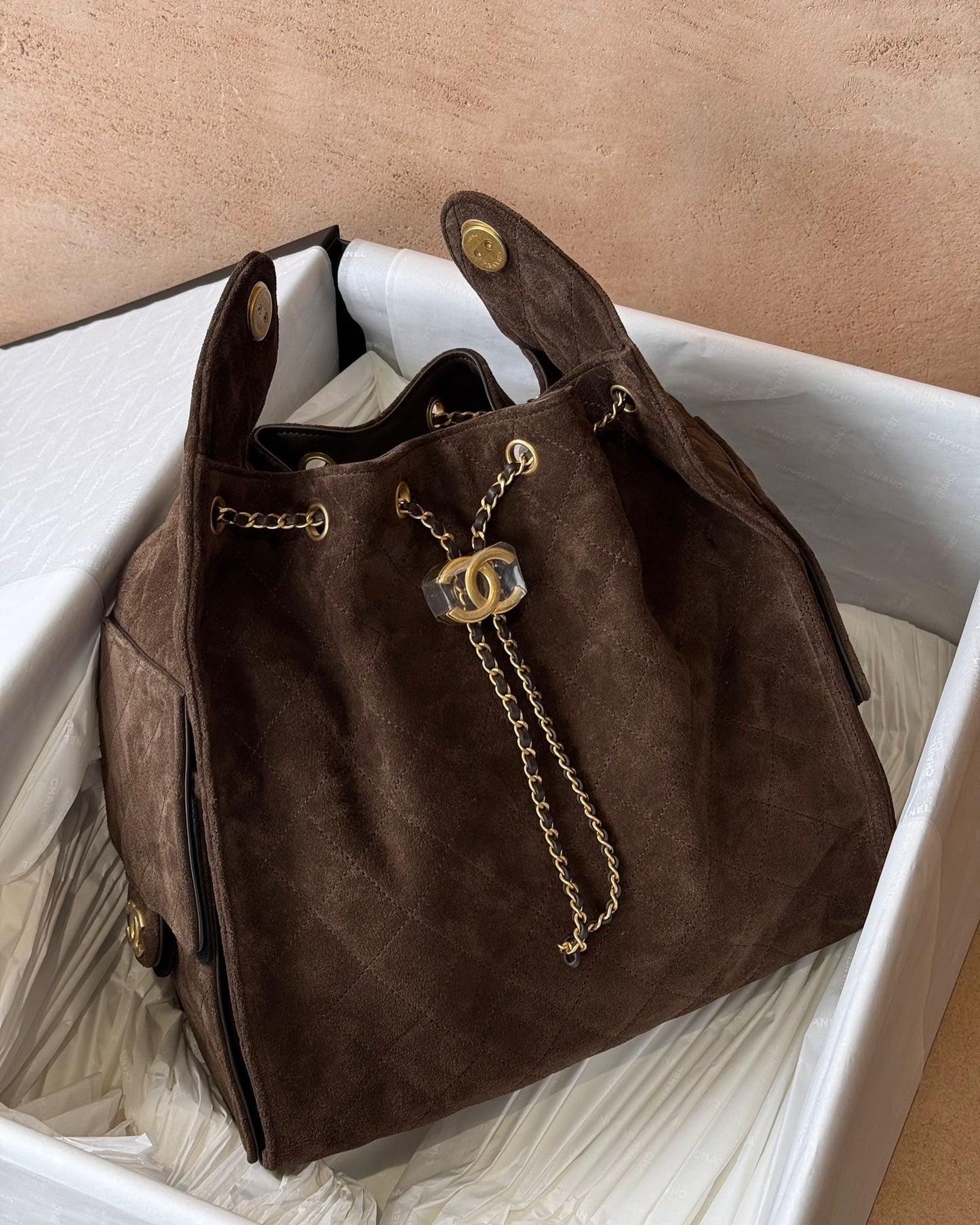 Chanel Medium 25 Hobo Bag - Brown Suede | Gold Hardware