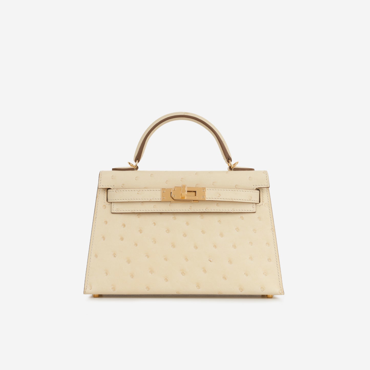 Mini Kelly - Vanille Ostrich | Gold Hardware
