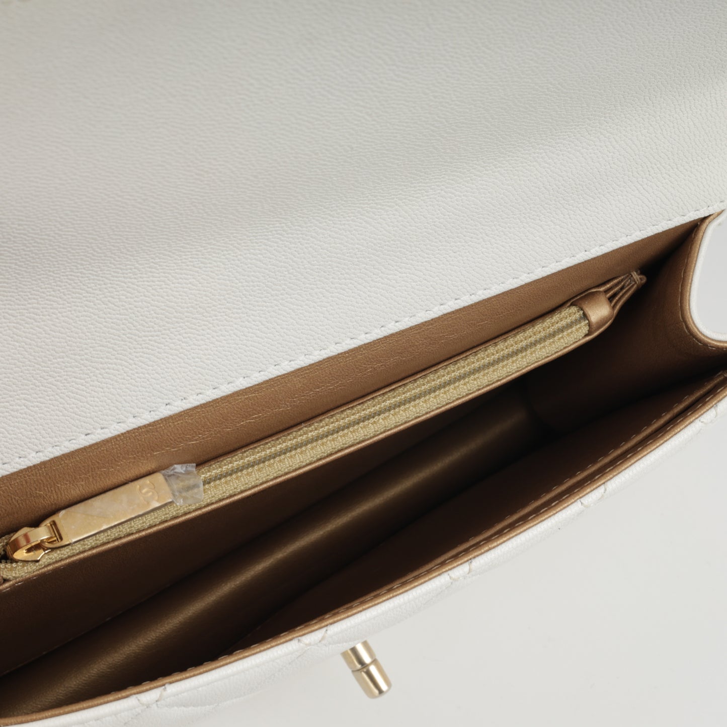 Chanel Medium Pearl Flap - White Calfskin | Gold Hardware