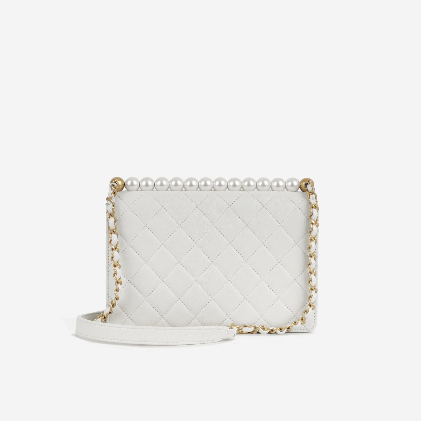 Chanel Medium Pearl Flap - White Calfskin | Gold Hardware