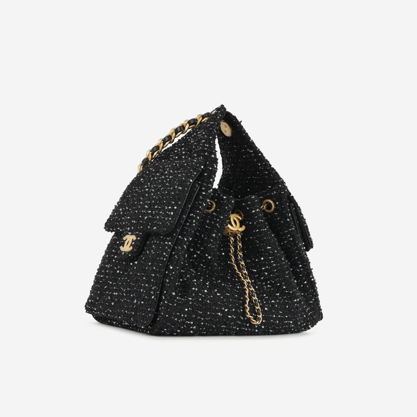 Chanel Small 25 Hobo - Black Tweed | Gold Hardware
