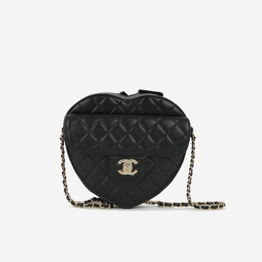 Chanel Large Heart Bag - Black Lambskin | Champagne Gold Hardware