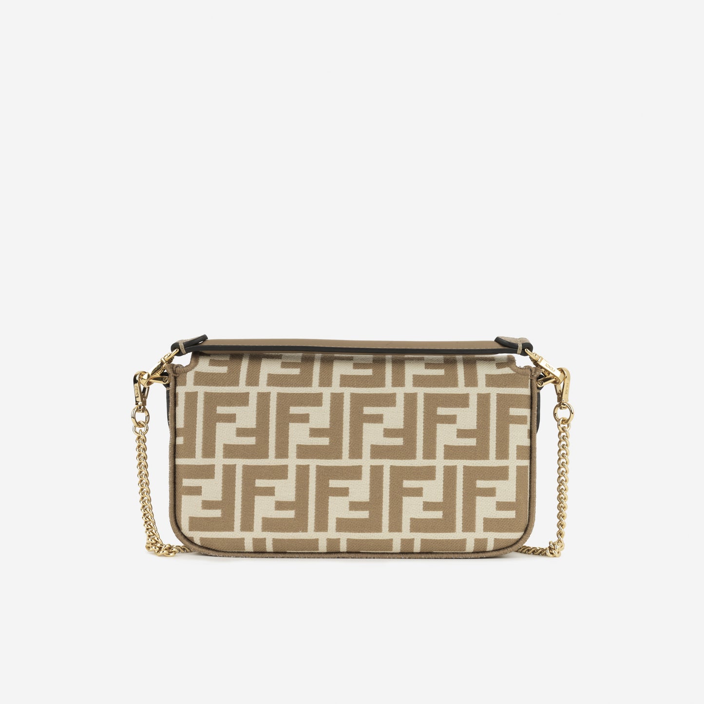 Fendi Baguette Chain Mini - Cappuccino FF Jacquard | Gold Hardware