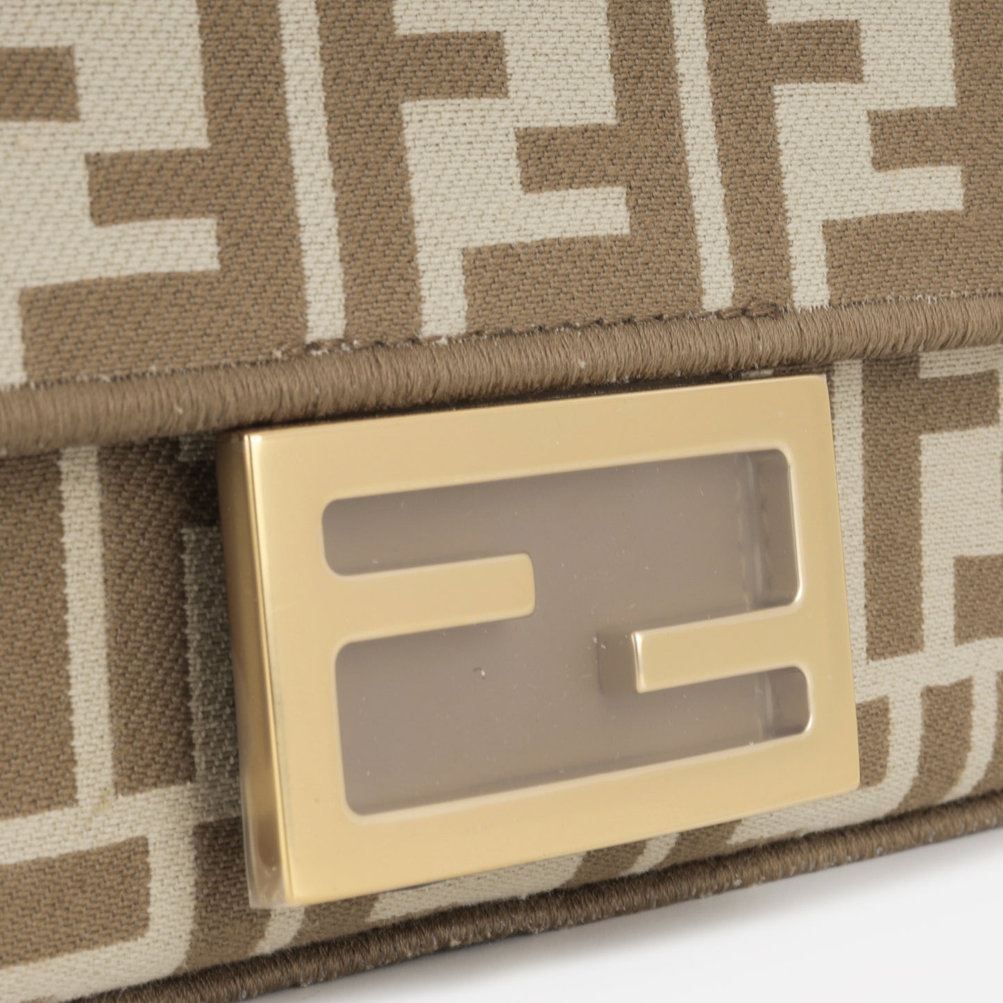 Fendi Baguette Chain Mini - Cappuccino FF Jacquard | Gold Hardware