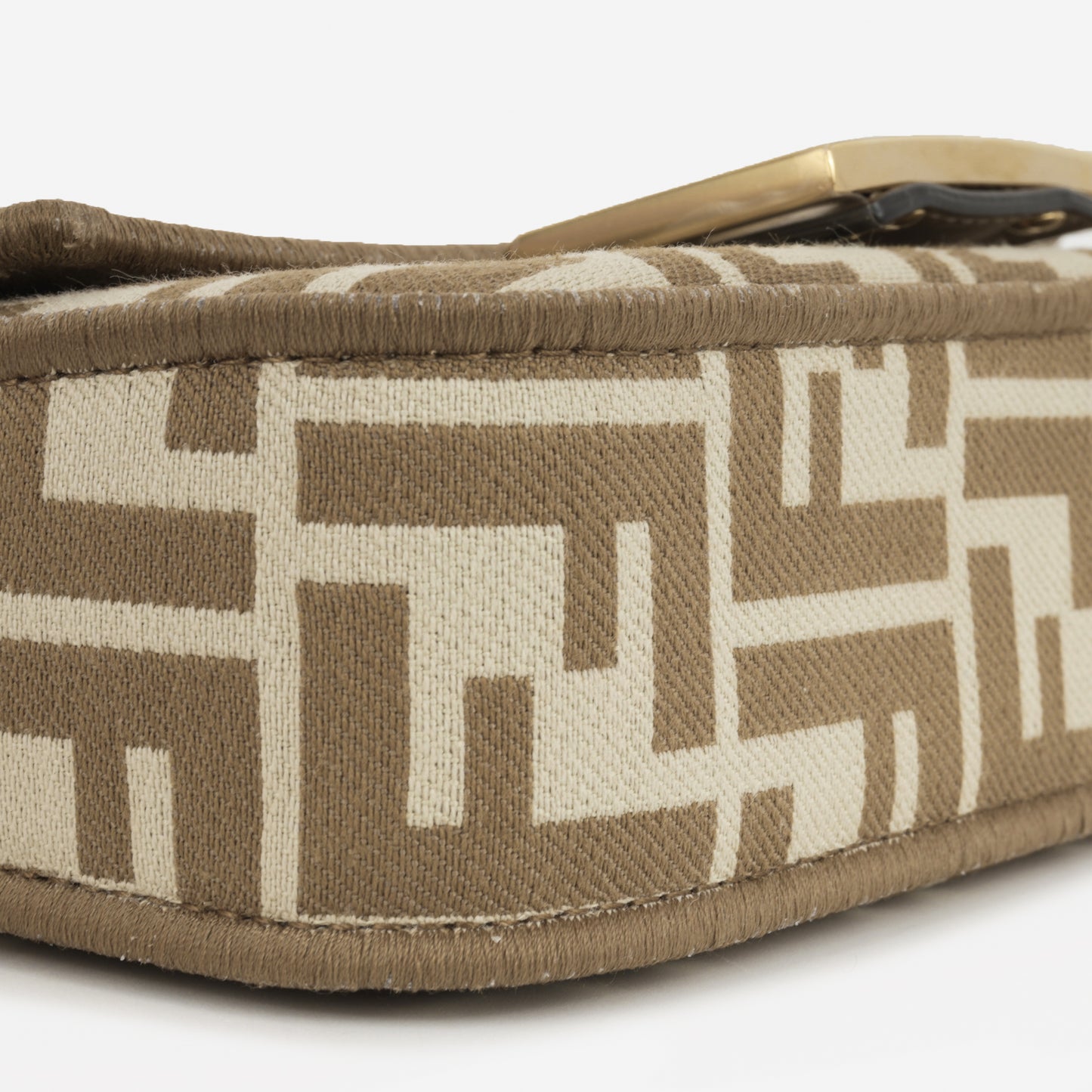 Fendi Baguette Chain Mini - Cappuccino FF Jacquard | Gold Hardware