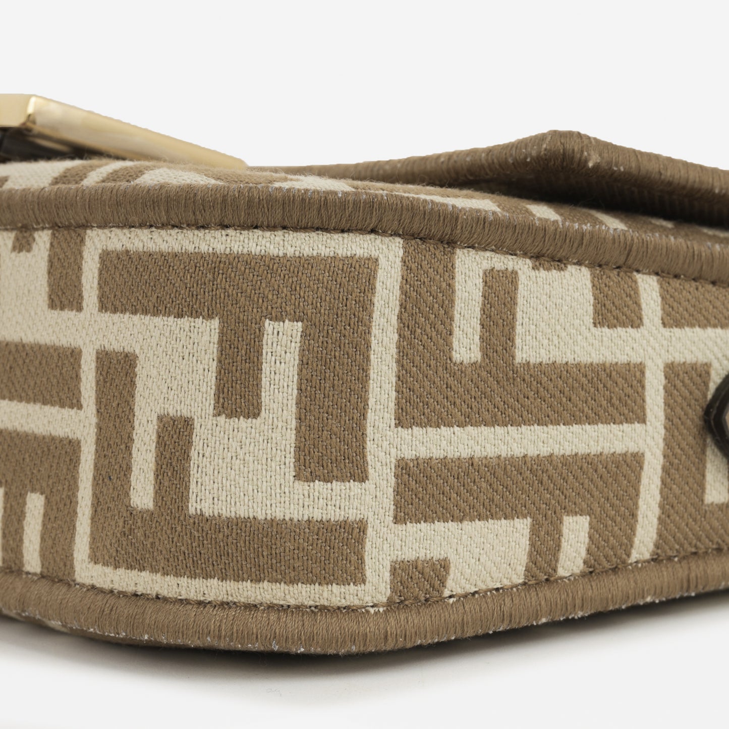 Fendi Baguette Chain Mini - Cappuccino FF Jacquard | Gold Hardware