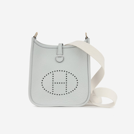 Hermès Evelyne TPM - Blue Pale Clemence / Nata Strap | Gold Hardware