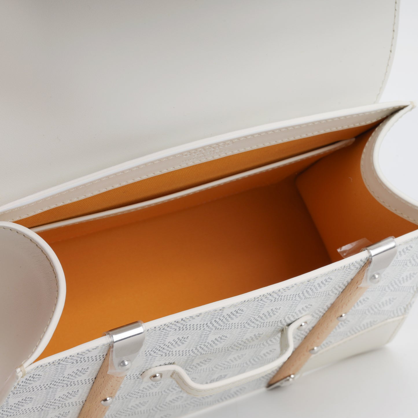 Goyard Saïgon Structuré PM Bag - White Goyardine / Calfskin | Palladium Hardware