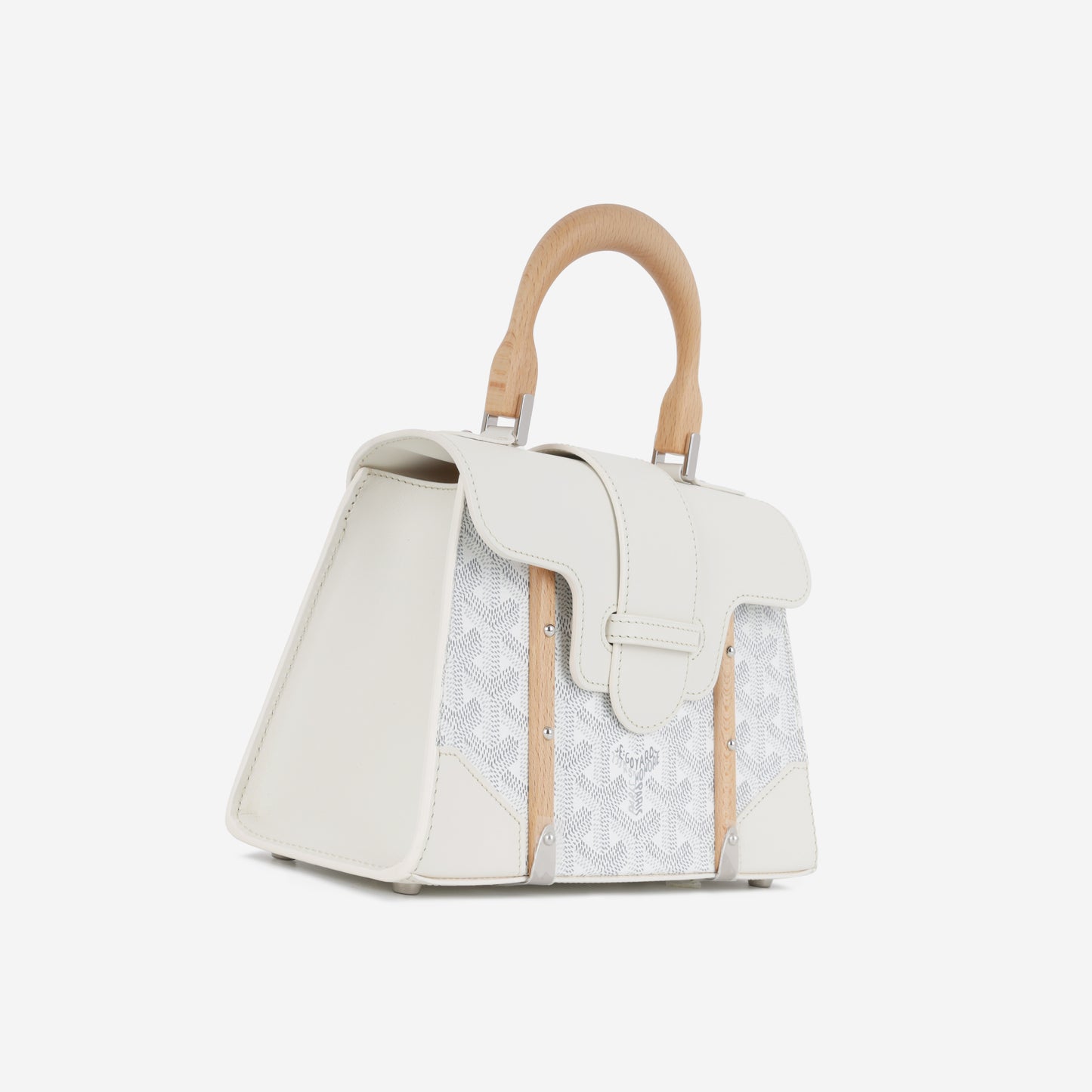 Goyard Saïgon Structuré PM Bag - White Goyardine / Calfskin | Palladium Hardware