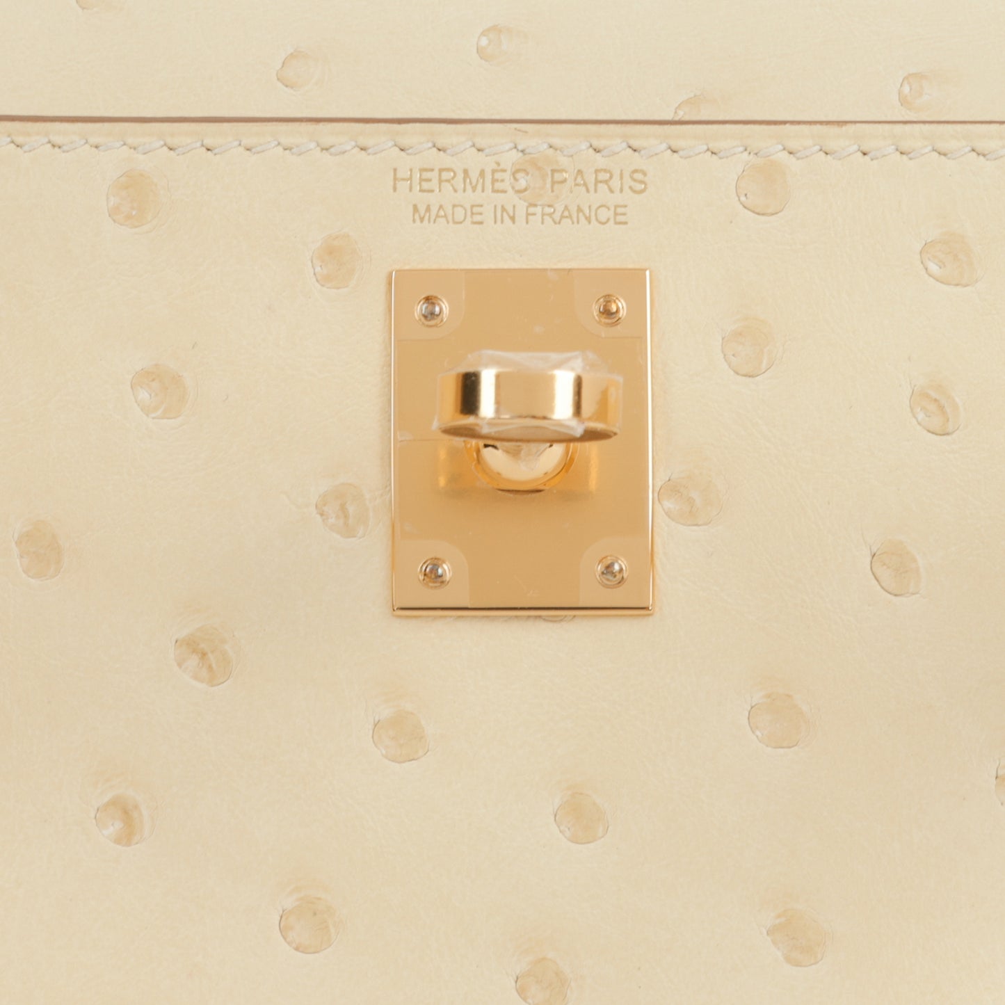 Mini Kelly - Vanille Ostrich | Gold Hardware