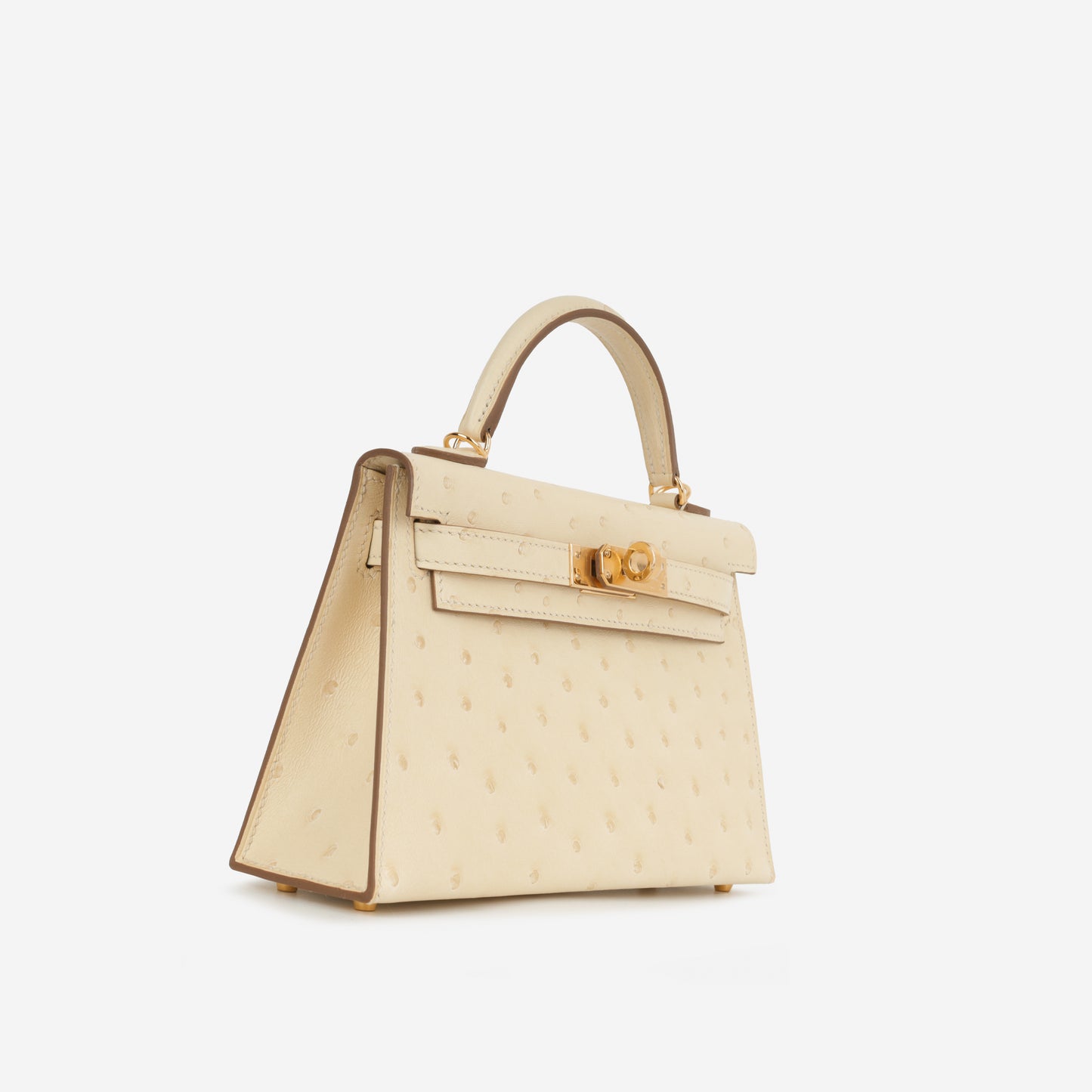 Mini Kelly - Vanille Ostrich | Gold Hardware