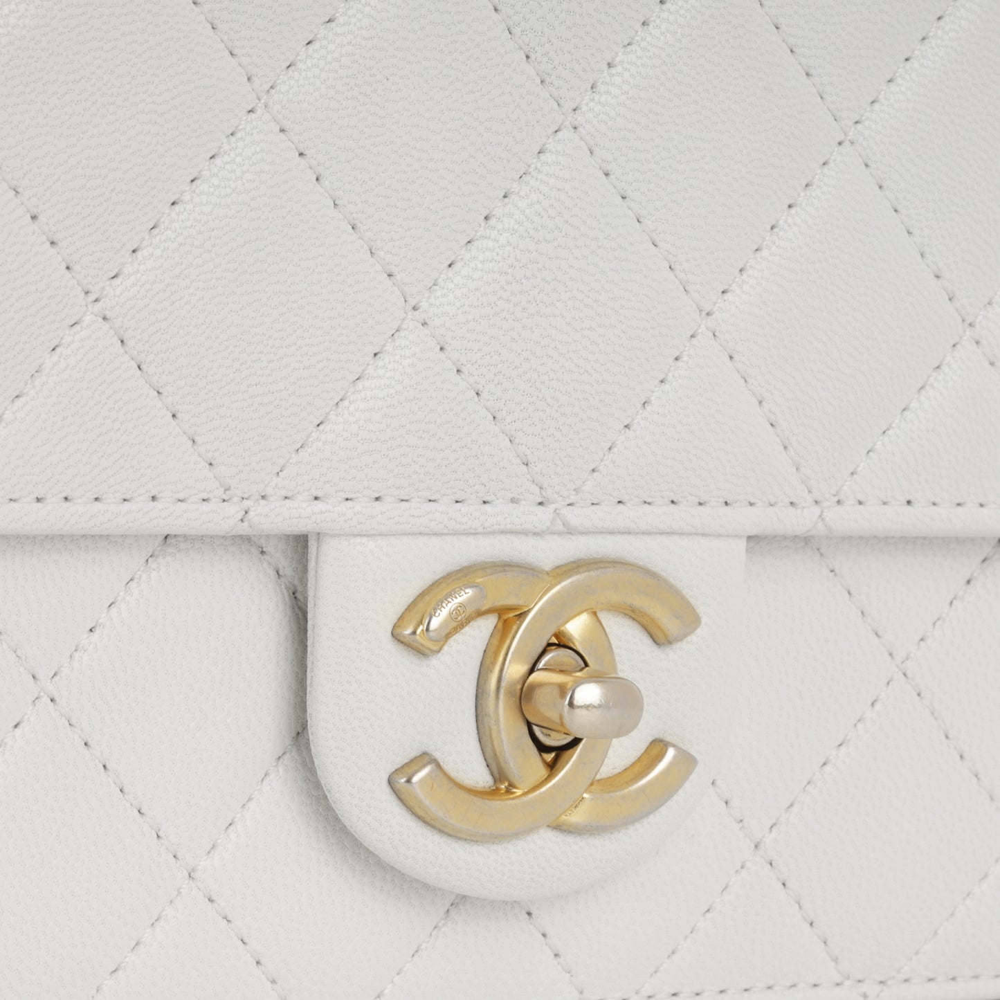 Chanel Medium Pearl Flap - White Calfskin | Gold Hardware