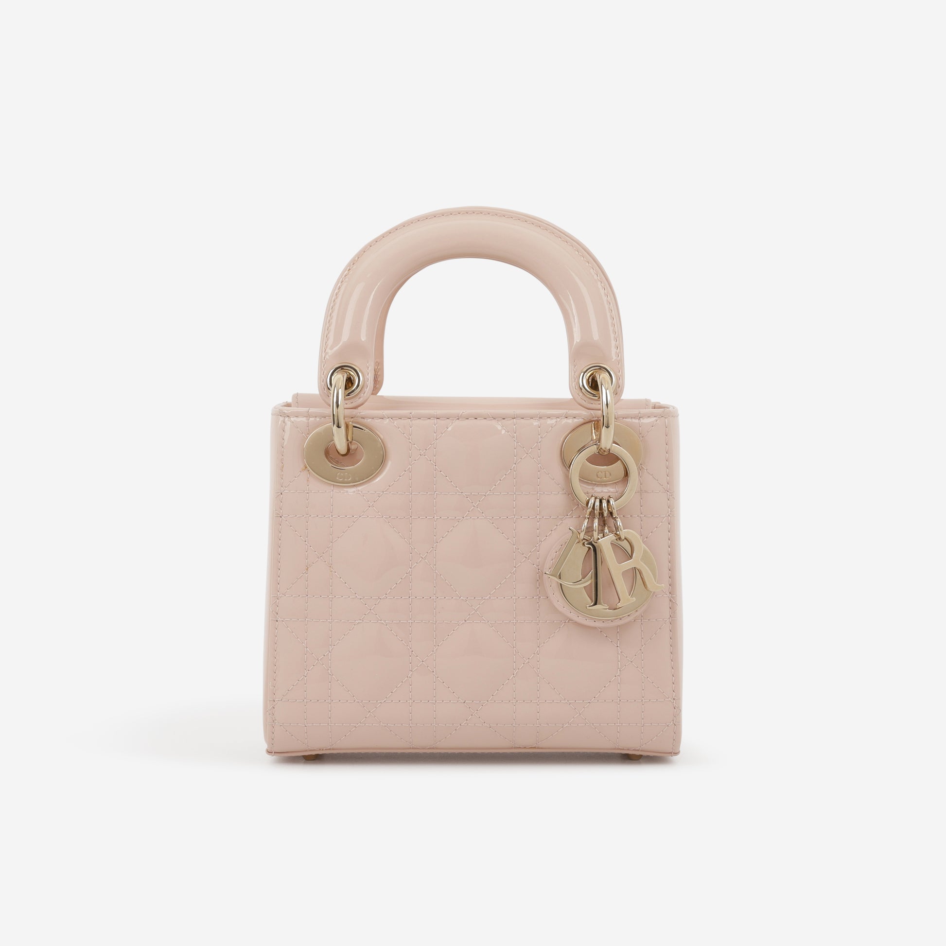 Dior Mini Lady Dior - Baby Pink Patent  | Champagne Gold Hardware - Bagista