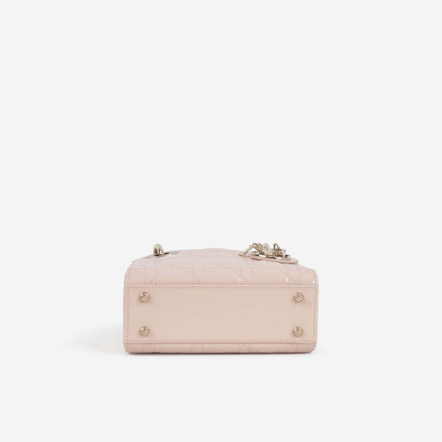 Dior Mini Lady Dior - Baby Pink Patent  | Champagne Gold Hardware - Bagista