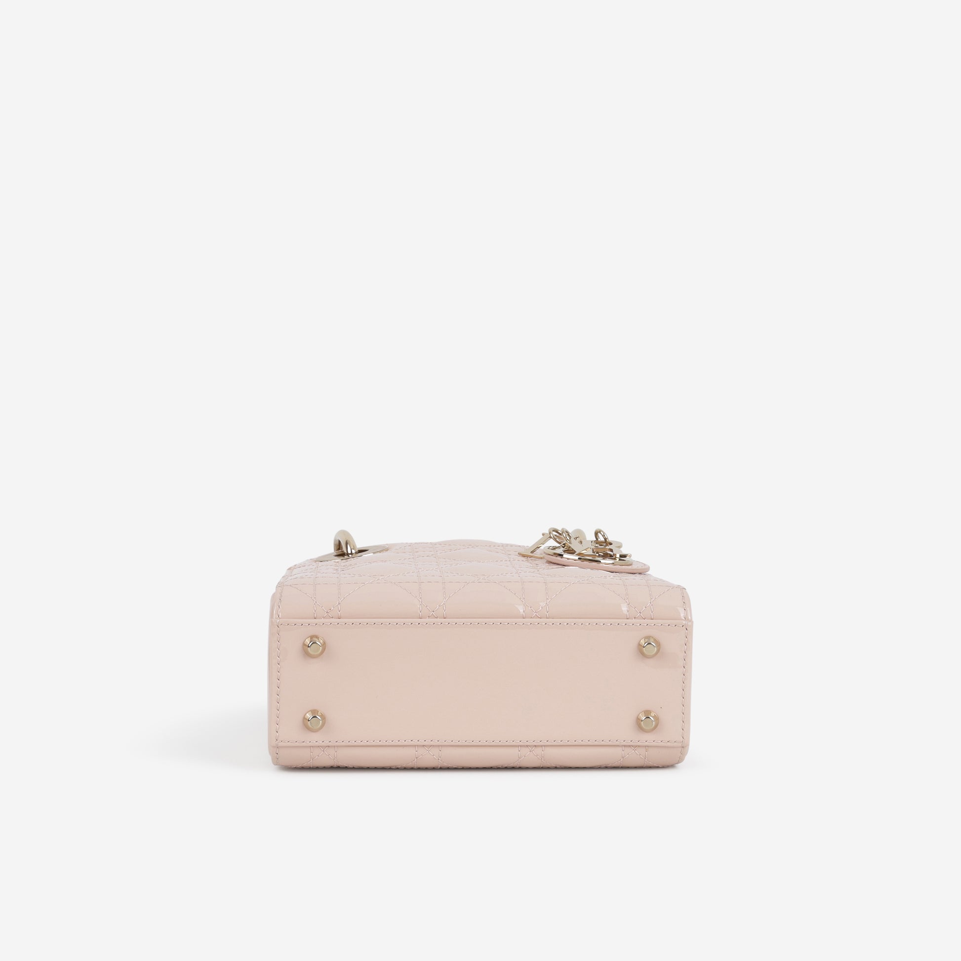 Dior Mini Lady Dior - Baby Pink Patent  | Champagne Gold Hardware - Bagista