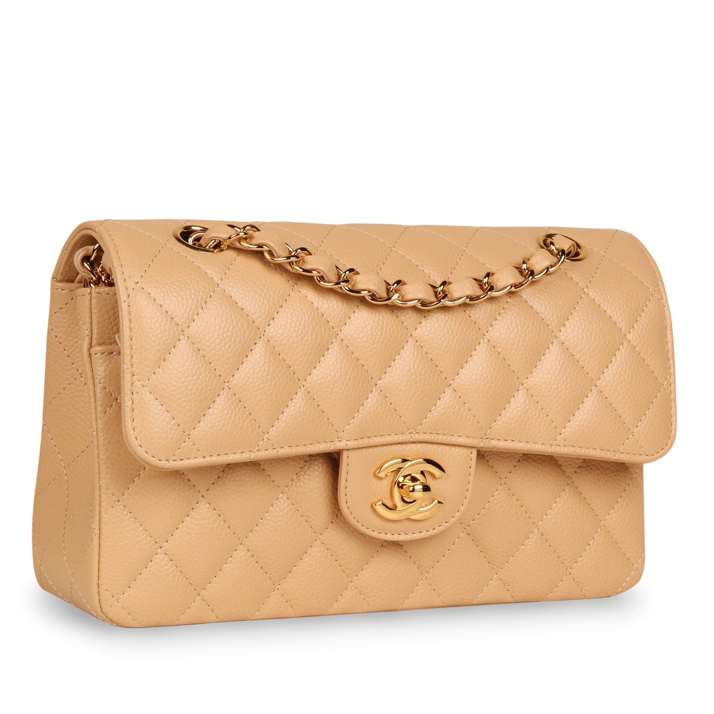 Chanel - Classic Flap Bag - Small - BEIGE Caviar - GHW - Unused