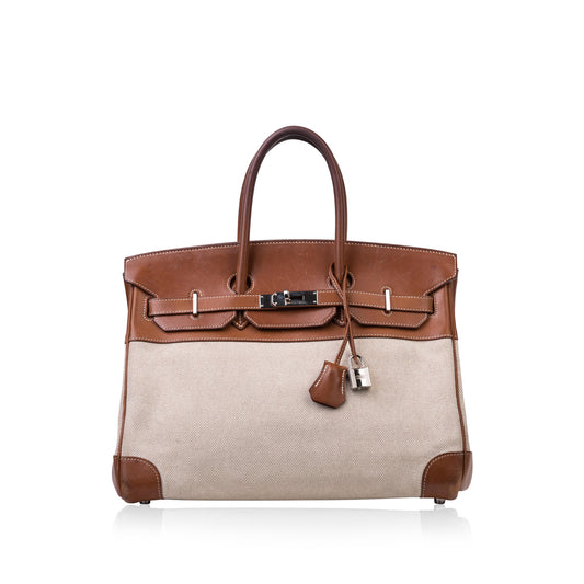 Birkin 35 - Barenia and Ecru Canvas