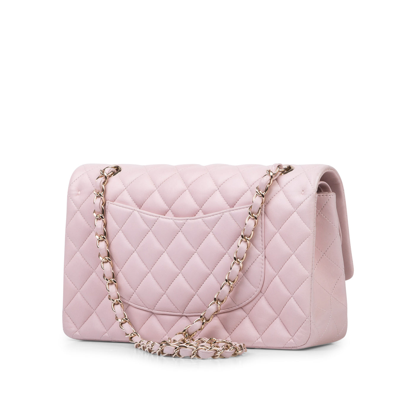 Chanel Light Pink Quilted Lambskin Leather Classic Jumbo Double